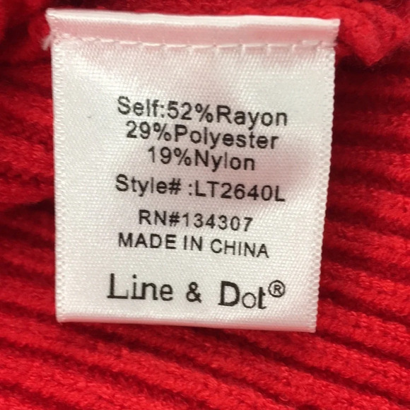 Line And Dot Red Ribbed Knit Sweater Womens XL Pullover Pink Balloon Sleeve - Picture 7 of 12